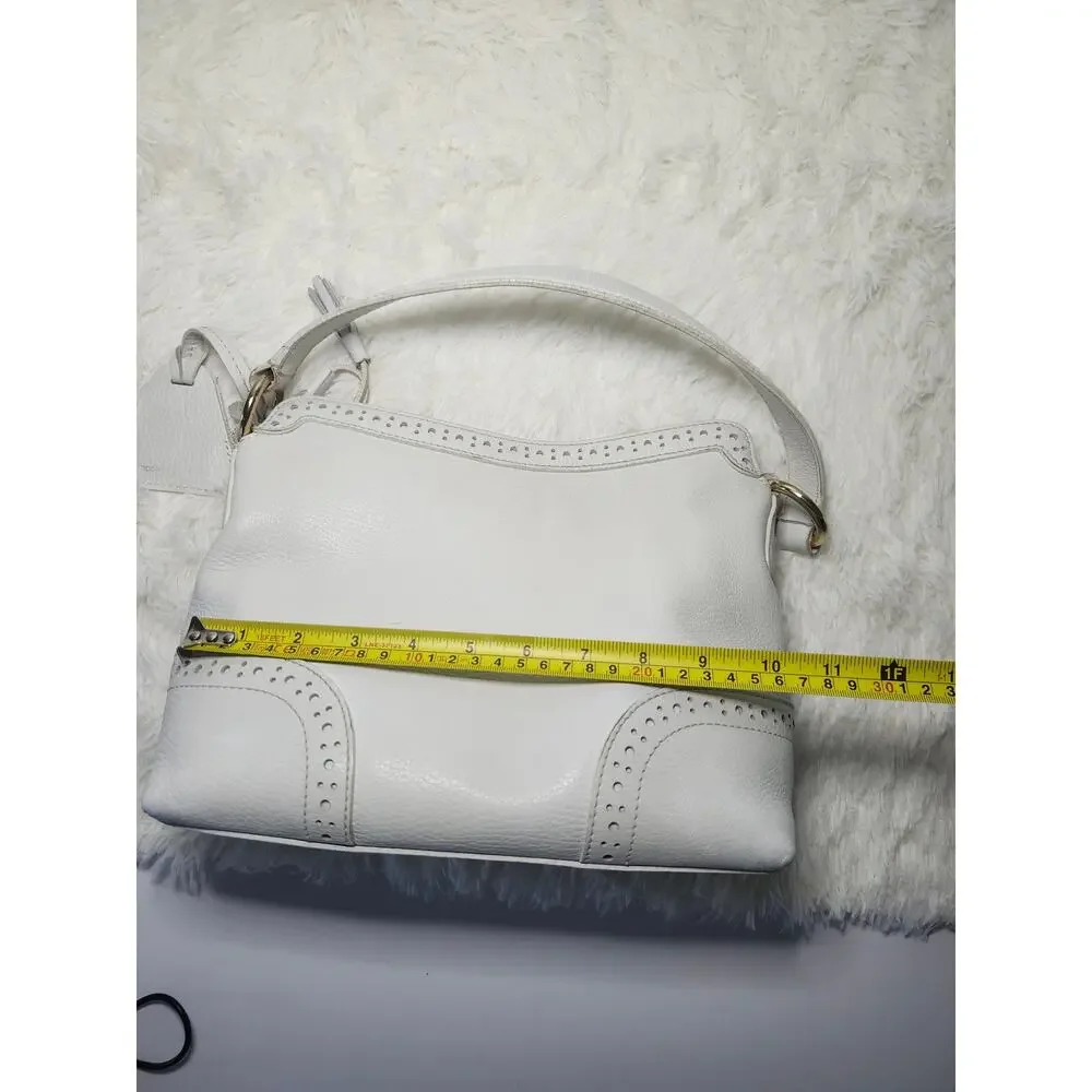 Dooney & Bourke Shoulder Bag White Leather Gold Hardware Hobo Classic Minimalist - Picture 15 of 17